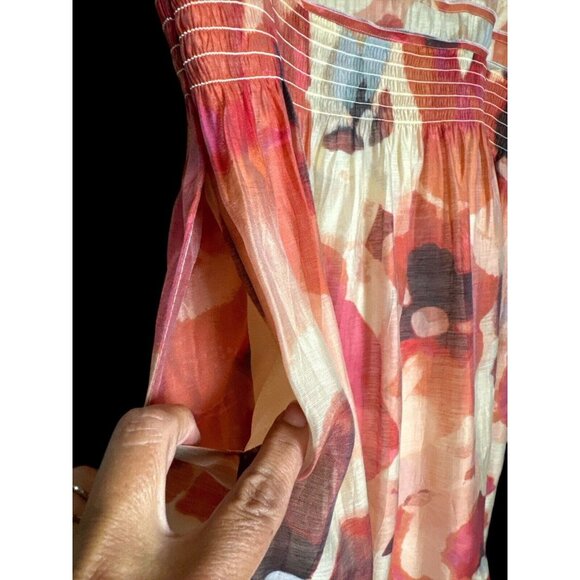 TAHARI Arthur S Levine Floral Watercolor Print Tencel Sleeveless Dress US Sz 12 - Picture 5 of 7